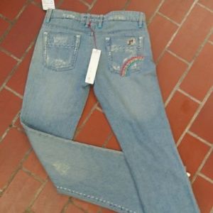 NWT Joe's Jeans vintage Hendrix with rainbow embro